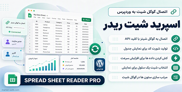 افزونه Spreadsheet Reader Pro ، نمایش گوگل شیتز در وردپرس