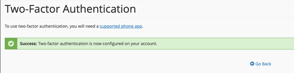 enable 2FA cPanel Webmail